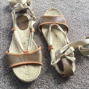 J. Crew leather tie up Sandals